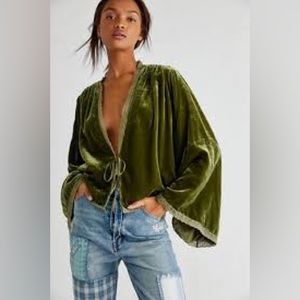 FREE PEOPLE velvet tie top